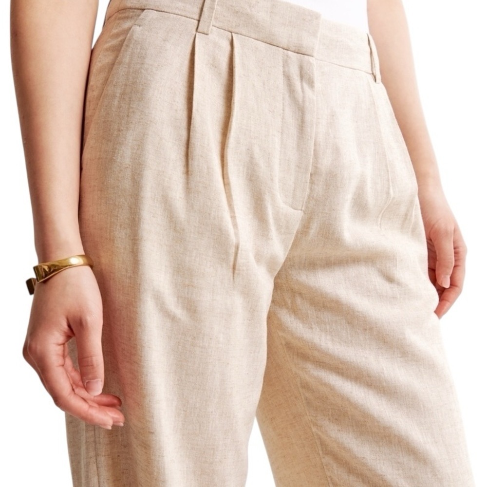 Abercrombie & Fitch Sloane Low Rise Tailored Linen-Blend Pant Sz 6/27 BEIGE - Picture 7 of 9